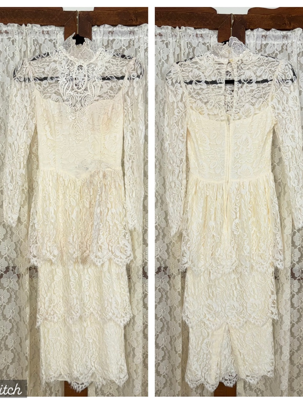 Pretty Vintage 90s Jessica McClintock Tea Length Lace Wedding Dress